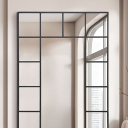 The Fenestra Black Window Metal Leaner Wall Mirror 180 x 110cm - MirrorOutlet - Wilko - thumbnail 4