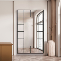 The Fenestra Black Window Metal Leaner Wall Mirror 180 x 110cm - MirrorOutlet - Wilko - thumbnail 3