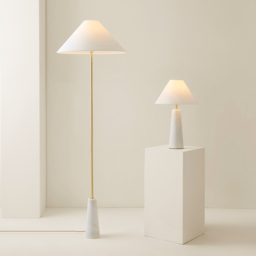 ValueLights Margot White Marble Taper Shade LED Floor Lamp - Wilko - thumbnail 7