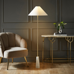 ValueLights Margot White Marble Taper Shade LED Floor Lamp - Wilko - thumbnail 3