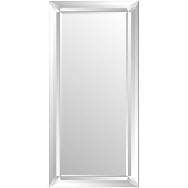 Sheringham All Glass Modern Leaner Mirror 165 x 79cm - Silver - MirrorOutlet - Wilko - image 1