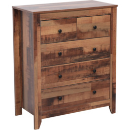 FurnitureHMD 5 Drawer Industrial Style Wooden Chest of Drawers - Brown - Wilko - thumbnail 4