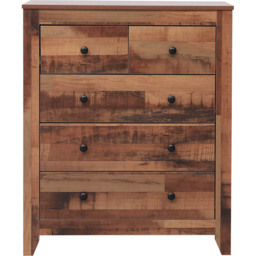 FurnitureHMD 5 Drawer Industrial Style Wooden Chest of Drawers - Brown - Wilko - thumbnail 3