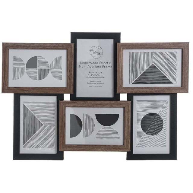 The Port. Co Gallery Knox Wood Effect Multi Aperture Photo Frame - Size: A6 - Brown - Wilko - image 1