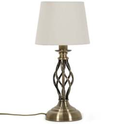 ValueLights Memphis Antique Brass Barley Twist LED Table Lamp - Size: 41 x 19 x 19cm - Gold - Wilko