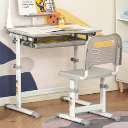 Playful Haven 2 Piece Grey Kids Table and Chair Set - Size: 70 x 50 x 105cm - Wilko - thumbnail 1