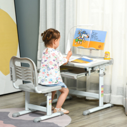 Playful Haven 2 Piece Grey Kids Table and Chair Set - Size: 70 x 50 x 105cm - Wilko - thumbnail 3