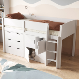 Flair Loop White Mid Sleeper Bed with Storage and Reversible Ladder - Size: 115 x 109 x 198cm - Wilko - thumbnail 1