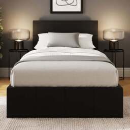 GFW Single Black Faux Leather End Lift Ottoman Bed with Memory Pocket Spring Mattress - Wilko - thumbnail 1