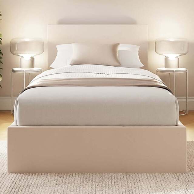 GFW Single Natural Velvet End Lift Ottoman Bed - Wilko - image 1