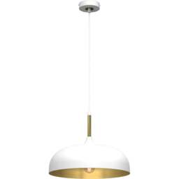 Milagro Lincoln White and Gold Pendant Light - Size: 9 x 3.5 x 3.5cm - Wilko