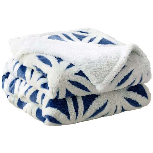 Velosso Navy Orbit Sherpa Throw 150 x 200cm - Size: 150 x 200 x 1cm - Wilko - image 1