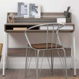 Premier Housewares Bradbury Light Oak Veneer Desk - Size: 104 x 48 x 89cm - Grey - Interiors by Premier - Wilko - thumbnail 1
