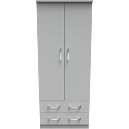 Crowndale Avon 2 Door 2 Drawer Dusk Grey Wardrobe Ready Assembled - Size: 2 Door, 2 Drawer - Wilko - thumbnail 3