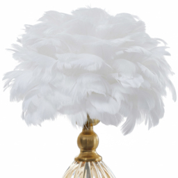 Living and Home Screw E27 Antique Bronze White Goose Feather Shade Table Lamp - Size: 40 x 27 x 27cm - Bronze + White - Wilko - thumbnail 4