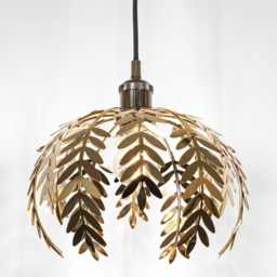 Happy Homewares Polished Gold Fern Leaf Pendant Light Shade - Size: 17 x 28 x 28cm - Wilko - thumbnail 3