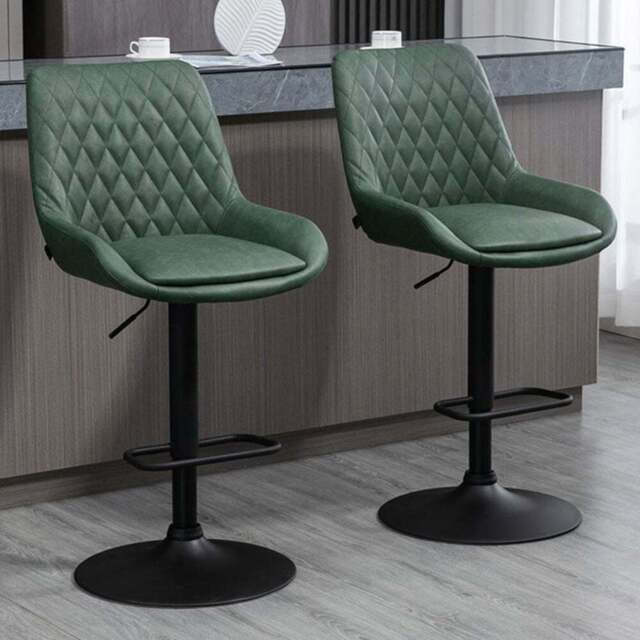 Portland Green Height Adjustable Bar Stool Set of 2 - Wilko - image 1