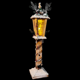 Shatchi Warm White LED Brown Wooden Lamppost with Rotating Stars - Size: 85 x 19 x 19cm - Gold - Wilko