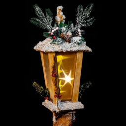 Shatchi Warm White LED Brown Wooden Lamppost with Rotating Stars - Size: 85 x 19 x 19cm - Gold - Wilko - thumbnail 4