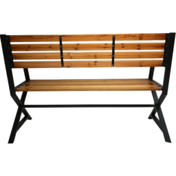 Samuel Alexander Natural Wood and Metal Garden Bench 1.31m - Size: 86 x 18 x 13cm - Brown - Wilko - thumbnail 5