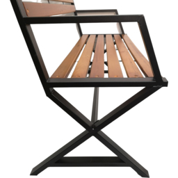 Samuel Alexander Natural Wood and Metal Garden Bench 1.31m - Size: 86 x 18 x 13cm - Brown - Wilko - thumbnail 4