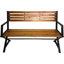 Samuel Alexander Natural Wood and Metal Garden Bench 1.31m - Size: 86 x 18 x 13cm - Brown - Wilko - thumbnail 3