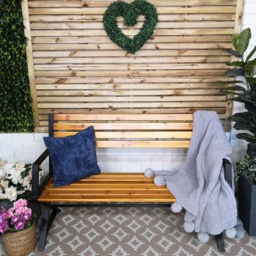 Samuel Alexander Natural Wood and Metal Garden Bench 1.31m - Size: 86 x 18 x 13cm - Brown - Wilko - thumbnail 6