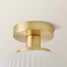 ValueLights Calpe Opal Frosted Shade Gold Stem LED Flush Ceiling Light - Size: 28 x 28 x 28cm - White - Wilko - thumbnail 5