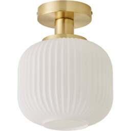 ValueLights Calpe Opal Frosted Shade Gold Stem LED Flush Ceiling Light - Size: 28 x 28 x 28cm - White - Wilko - thumbnail 1