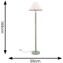 ValueLights Bobbins Natural and Pink Scallop Shade Sage Green LED Floor Lamp - Size: 144 x 39 x 39cm - Wilko - thumbnail 7