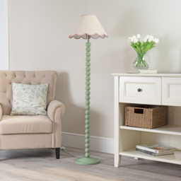 ValueLights Bobbins Natural and Pink Scallop Shade Sage Green LED Floor Lamp - Size: 144 x 39 x 39cm - Wilko - thumbnail 6