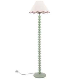ValueLights Bobbins Natural and Pink Scallop Shade Sage Green LED Floor Lamp - Size: 144 x 39 x 39cm - Wilko - thumbnail 1