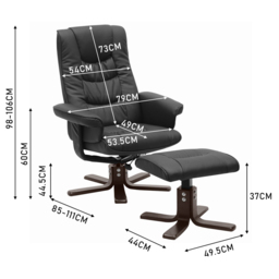 Living and Home Black Duck Feet Armchair with Footrest - Size: Single - Wilko - thumbnail 7