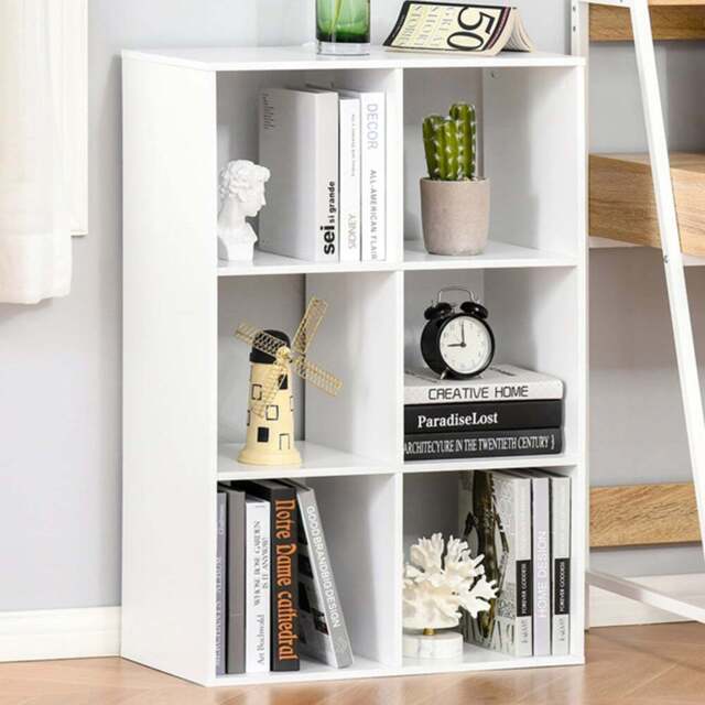 HOMCOM 6 Cube White Bookshelf - Size: 91.5 cm x 29.5 cm x 61.5 cmcm - Wilko - image 1