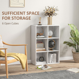HOMCOM 6 Cube White Bookshelf - Size: 91.5 cm x 29.5 cm x 61.5 cmcm - Wilko - thumbnail 5