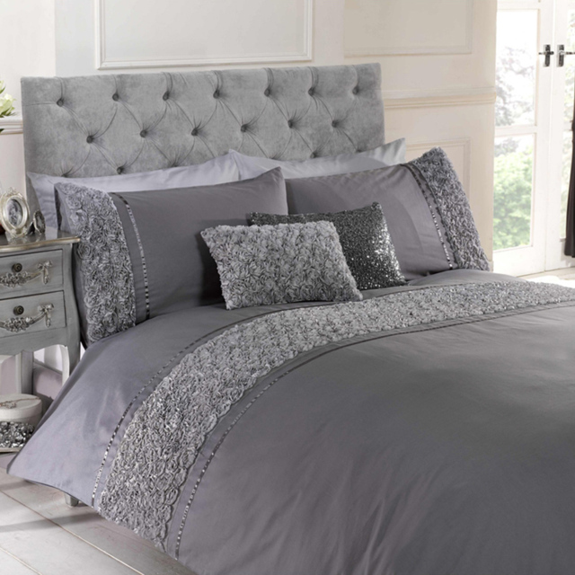 Rapport Home Limoges Boudoir Grey Cushion - Size: 30 x 50cm - Silver - Wilko - image 1