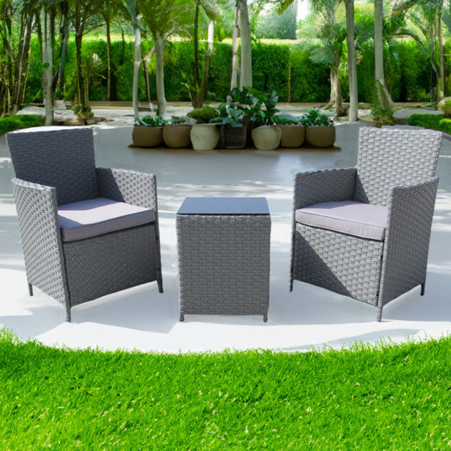 Furniture One 2 Seater Grey Rattan Garden Lounge Set - Wilko - image 1