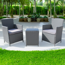 Furniture One 2 Seater Grey Rattan Garden Lounge Set - Wilko - thumbnail 1