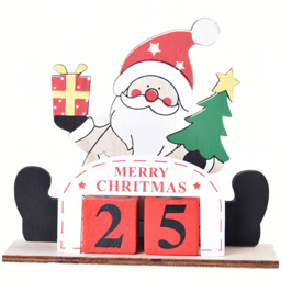 Jaoyeh Santa Wooden Christmas Advent Calendar - Size: 13.5 x 15 x 5.2cm - Yellow - Wilko