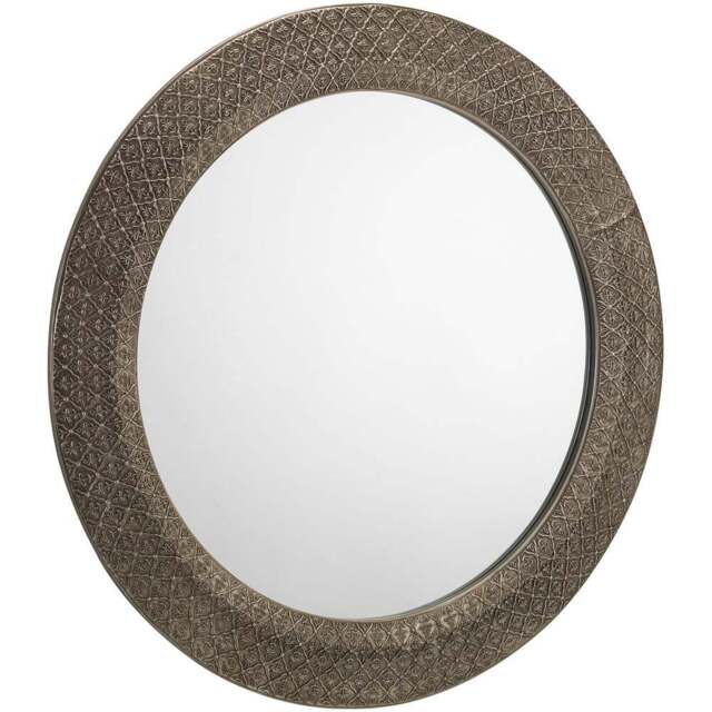 Julian Bowen Cadence Large Round Pewter Wall Mirror - Size: 80 x 80cm - Silver - Wilko - image 1