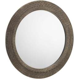Julian Bowen Cadence Large Round Pewter Wall Mirror - Size: 80 x 80cm - Silver - Wilko
