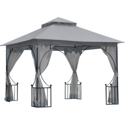 Outsunny 3 x 3m Light Grey Steel Frame Gazebo with Mesh Curtains - Wilko - thumbnail 3