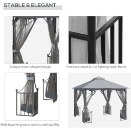 Outsunny 3 x 3m Light Grey Steel Frame Gazebo with Mesh Curtains - Wilko - thumbnail 7