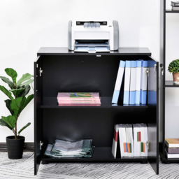 Vinsetto Black 2-Tier Lock File Cabinet - Size: 80 x 40 x 80cm - Wilko - thumbnail 4