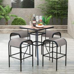 Costway Set of 2 Coffee Bistro Stools - Size: 79 x 50 x 13cm - Brown - Wilko - thumbnail 5