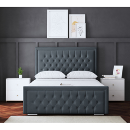 DS Living Allegra Double Steel Upholstered Ottoman Bed with Headboard - Grey - Wilko - thumbnail 5