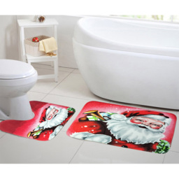 Noel Square Red Smiling Santa Xmas Bath Set 2 Piece - Size: 50 x 80 x 1cm - Wilko - thumbnail 3