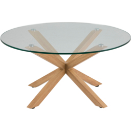 Florence Heaven Smoked Glass Top and Oak Legs Round Coffee Table - Brown - Furniture To Go - Wilko - thumbnail 4