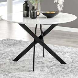 Furniturebox Arona 6 Seater Round Dining Table White High Gloss and Black - Size: 4 Seater - Wilko - thumbnail 1