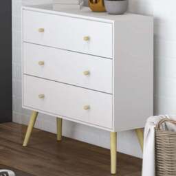 Portable 3 Drawer Natural and White Chest of Drawers - Portland - Wilko - thumbnail 1